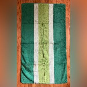 Vintage JCPenney Bath Towel Green Ombre Stripes Cotton/Poly 26”x42”